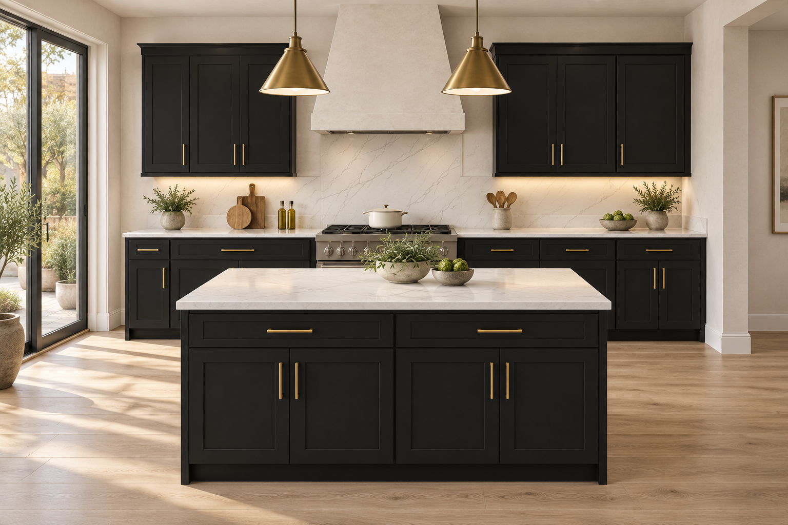 Black Shaker — Single wall with island.