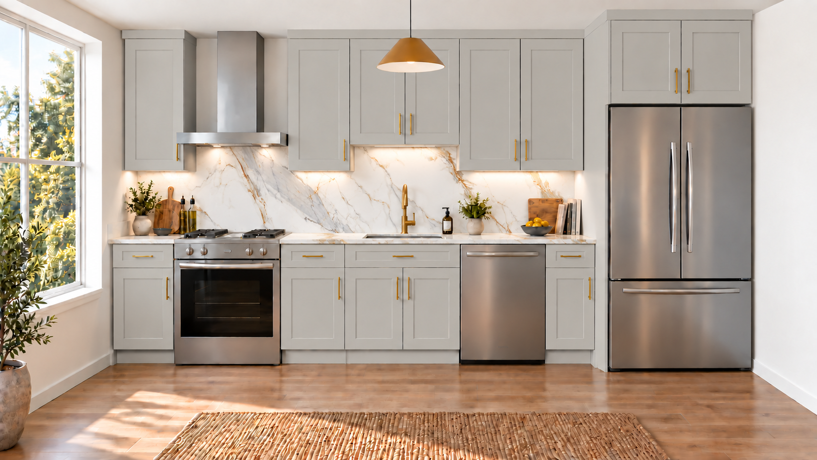 Dawn Gray Shaker — Single-wall kitchen — TT017.