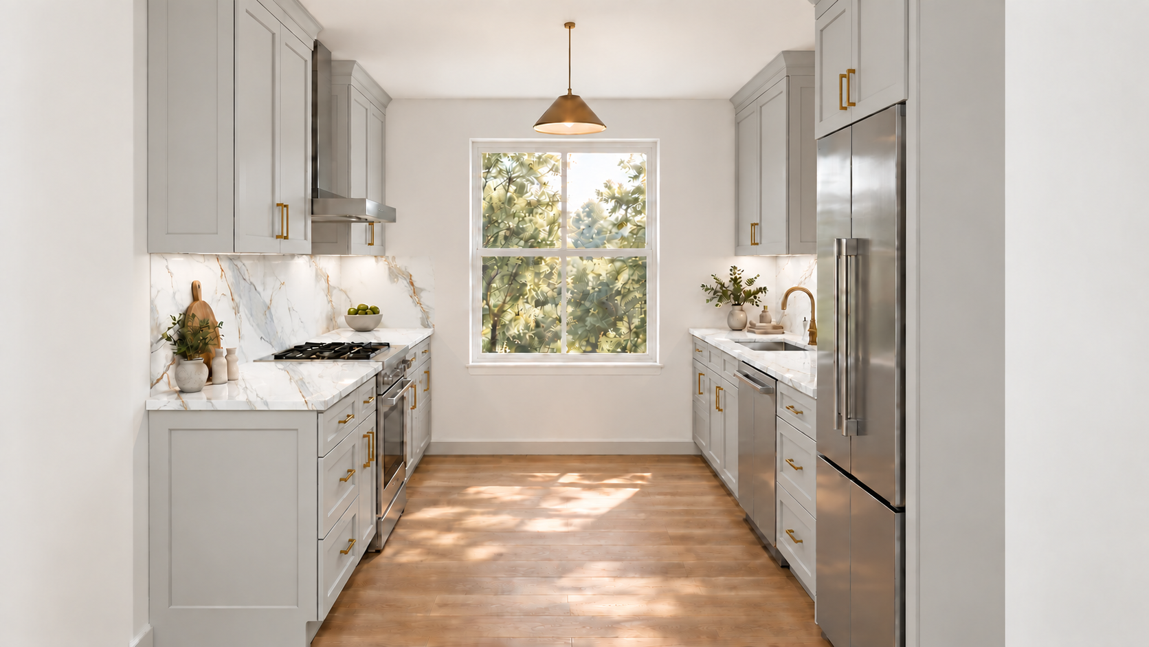 Dawn Gray Shaker — Galley kitchen — TT017.