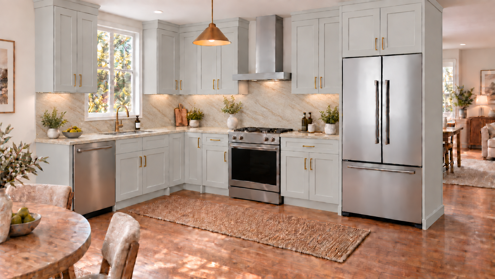 Dawn Gray Shaker — L-shaped kitchen — TD08.