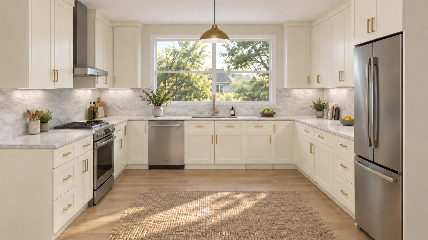 Vanilla Shaker — U-shaped kitchen.