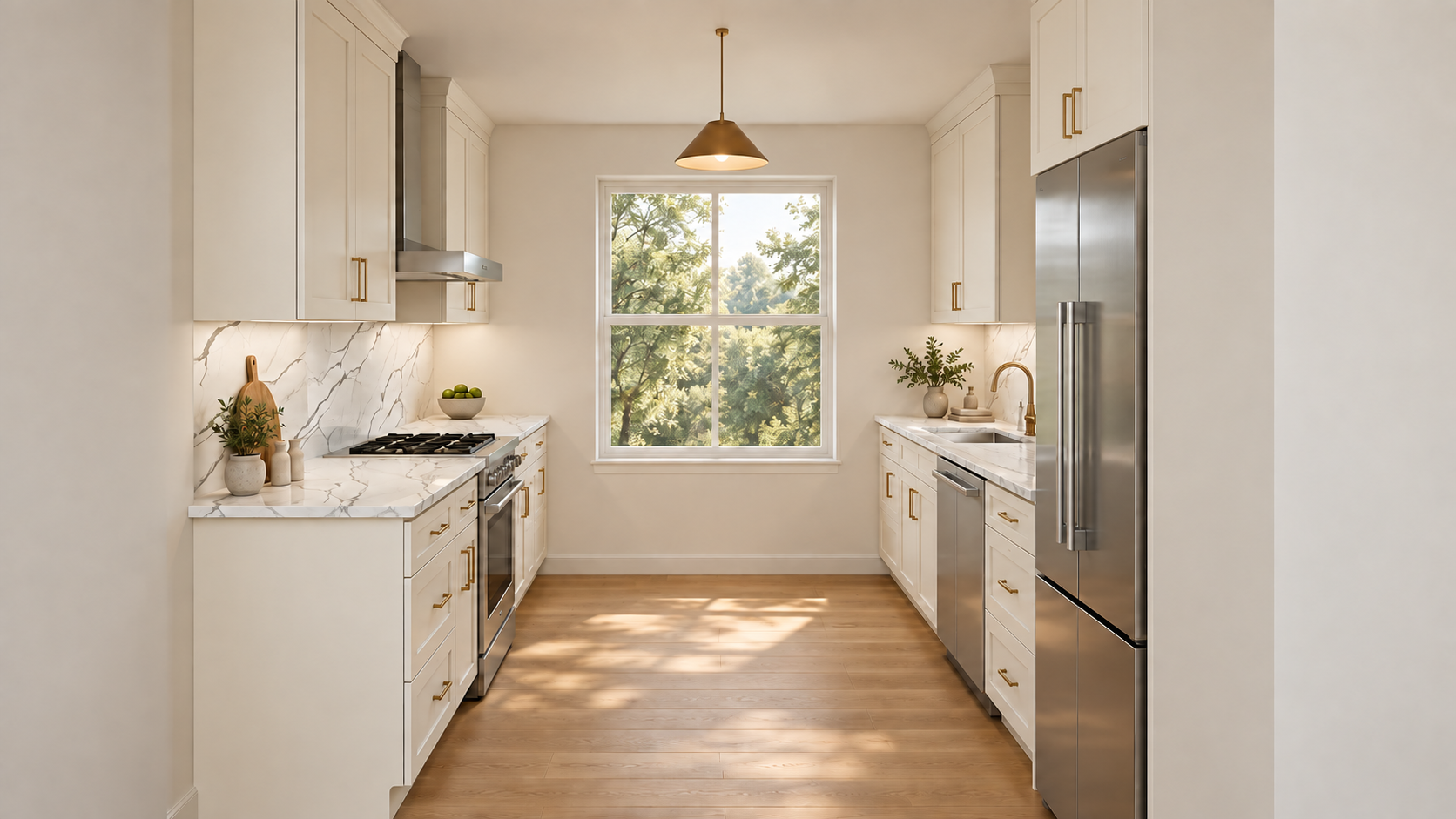 Vanilla Shaker — Galley kitchen.