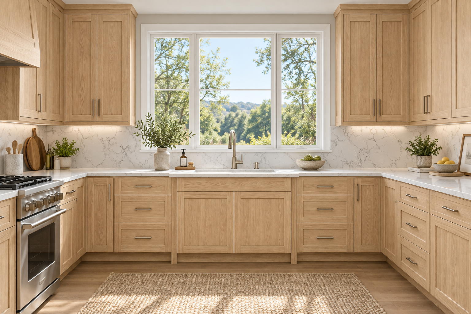 White Oak Shaker — U-shaped kitchen.