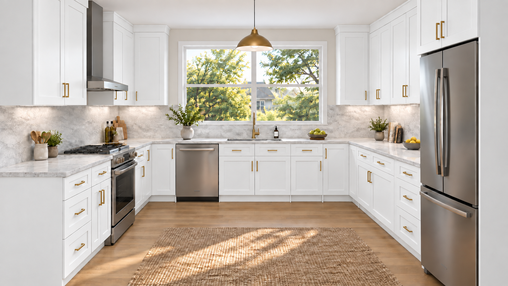 White Shaker — U-shaped kitchen.