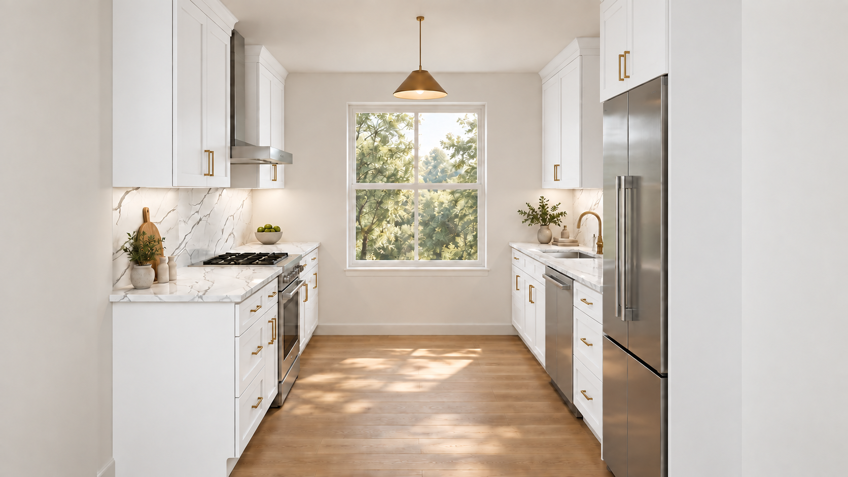 White Shaker — Galley kitchen.